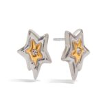 J&D Designer Niche 18K Gold Plated Stainless Steel Rhinestones Ear Cuff Earrings Two Tone Meteor Fashion Earrings Jewelry Women