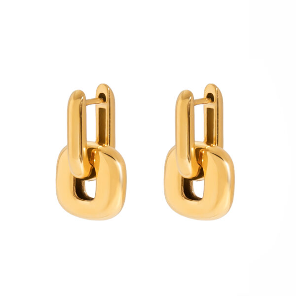 J&D Modern Minimalist Two-Tone Oval Earrings 18K Gold Stainless Steel Geometric Stackable Dainty Jewelry for Women