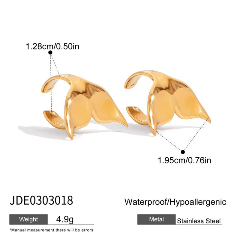J&D New Fashion 18k Gold Plated With PVD Stainless Steel Holiday Style Mermaid Tail Ear Cuff - Image 5