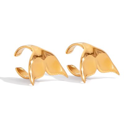 J&D New Fashion 18k Gold Plated With PVD Stainless Steel Holiday Style Mermaid Tail Ear Cuff