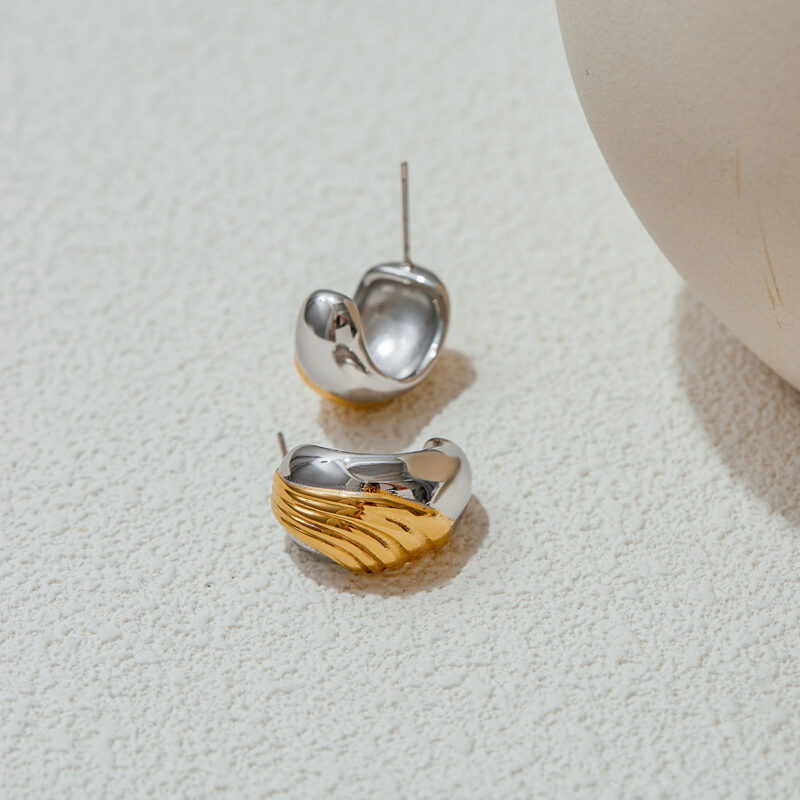 18K Gold Stainless Steel Jewelry - Two-Tone Gold & Silver Minimalist Collection for Women - Image 2