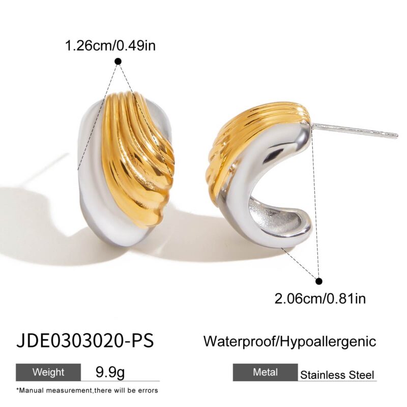 18K Gold Stainless Steel Jewelry - Two-Tone Gold & Silver Minimalist Collection for Women - Image 5