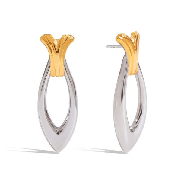 JD Designer Exclusive??Women's 18K Gold Stainless Steel Two-Tone Fish Earrings - Unique Small Batch Design Jewelry Pair