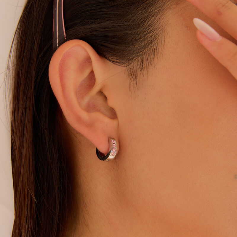 Classic Women's Steel Color Pink Zircon Stud Earrings - Image 4