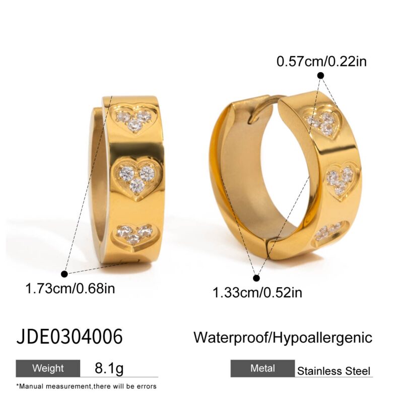 J&D 18K Gold Plated Earrings Stainless Steel White Zircon Heart Star Earrings Romantic Fashion Earrings Jewelry Women - Image 5