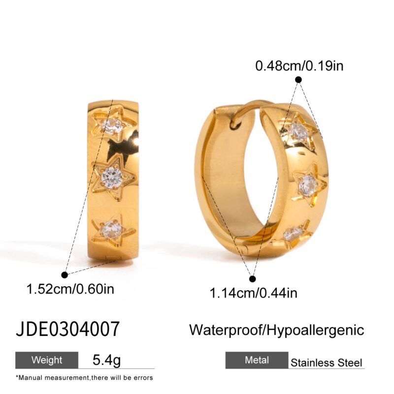 J&D 18K Gold Plated Earrings Stainless Steel White Zircon Heart Star Earrings Romantic Fashion Earrings Jewelry Women - Image 5
