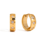 J&D 18K Gold Plated Earrings Stainless Steel White Zircon Heart Star Earrings Romantic Fashion Earrings Jewelry Women