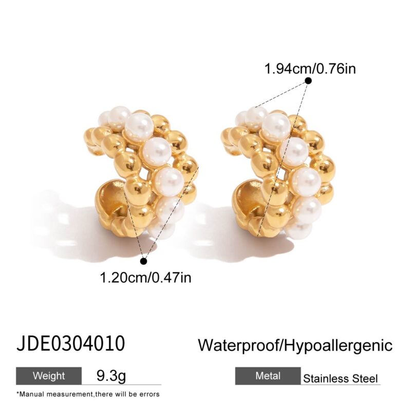 Elegant Women's 18K Gold Resin Pearl Triple Layer Ear Cuffs - Image 6