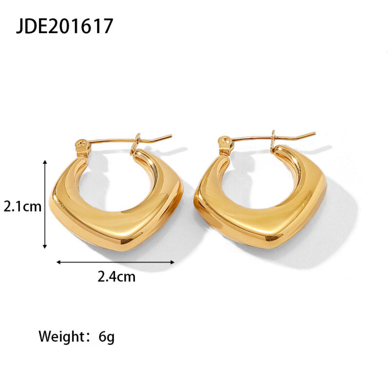 Titanium Steel Geometric Prism Stud Earrings (Thin Round Post) - Image 5