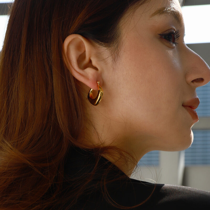 Titanium Steel Geometric Prism Stud Earrings (Thin Round Post) - Image 4
