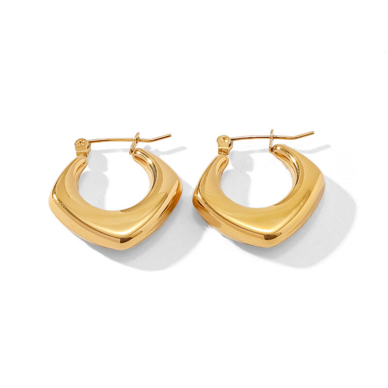 Titanium Steel Geometric Prism Stud Earrings (Thin Round Post)