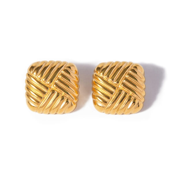 18K Gold Stainless Steel Knit Texture Earrings