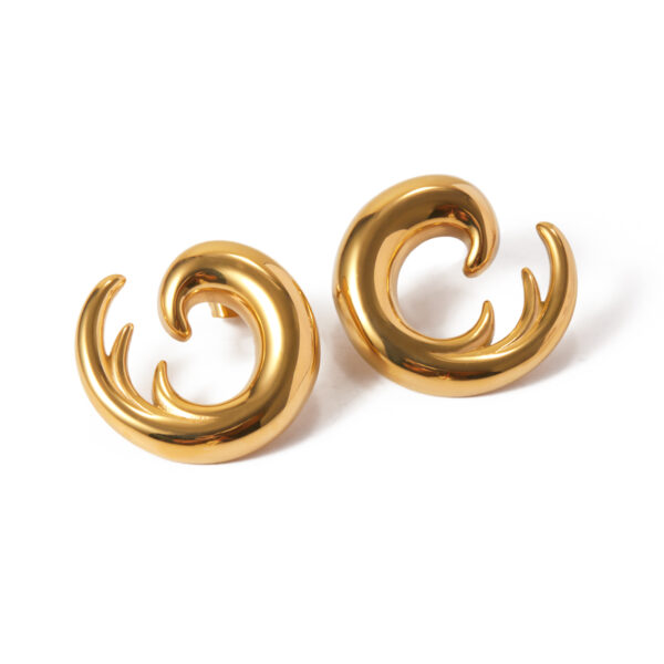 18K Gold Stainless Steel Wave Texture Earrings