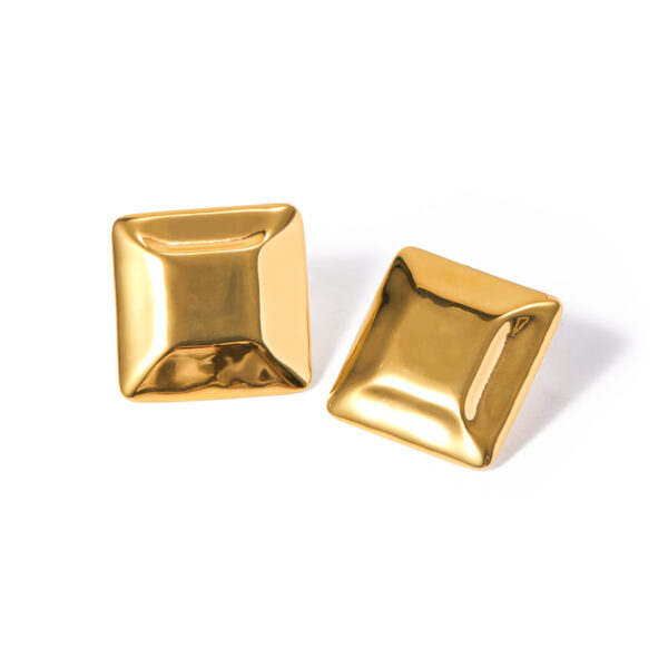 18K Gold Stainless Steel Textured Square Hoop Earrings