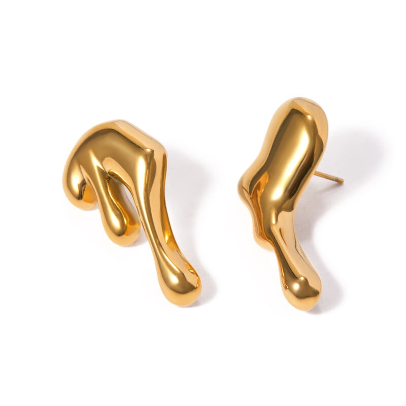 18K Gold Stainless Steel Liquid Metal Earrings