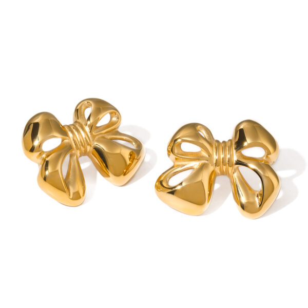 18K Gold Stainless Steel Bow Earrings