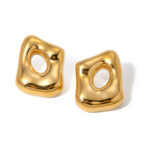 18K Gold Stainless Steel Geometric Hollow Earrings Pair (Left & Right)