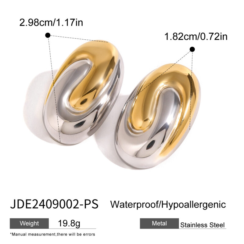 18K PVD Stainless Steel Gold Round Double Hollow Earrings - Image 3