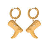18K Gold Diamond Star Boot Drop Earrings Pair