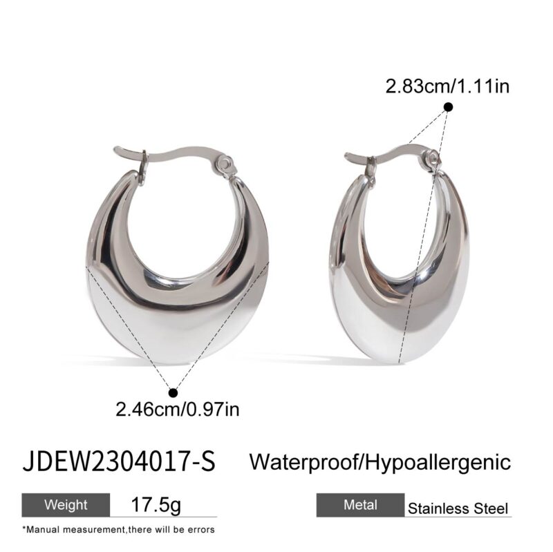 Women's Classic Stainless Steel U-Shape Hoop Earrings Pair - Image 4