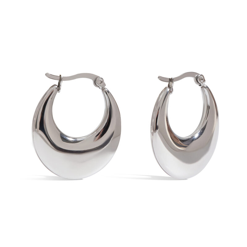 Women's Classic Stainless Steel U-Shape Hoop Earrings Pair