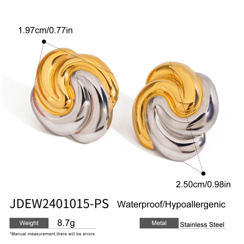 Spiraling 18k Gold Stainless Steel Twisted Hoop Earrings Minimalist Jewelry Hypoallergenic for Women - Image 6