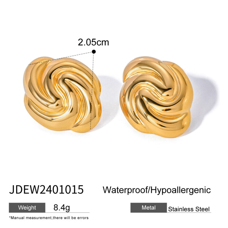 Spiraling 18k Gold Stainless Steel Twisted Hoop Earrings Minimalist Jewelry Hypoallergenic for Women - Image 4