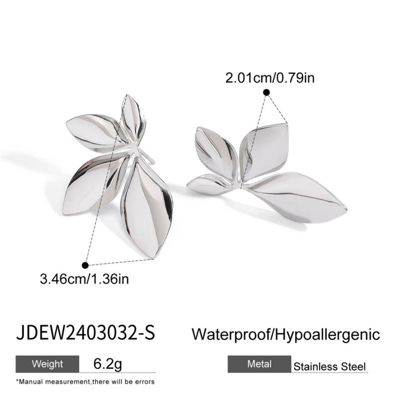 Stainless Steel Rotating Gold Leaf Earrings for Women - Image 5