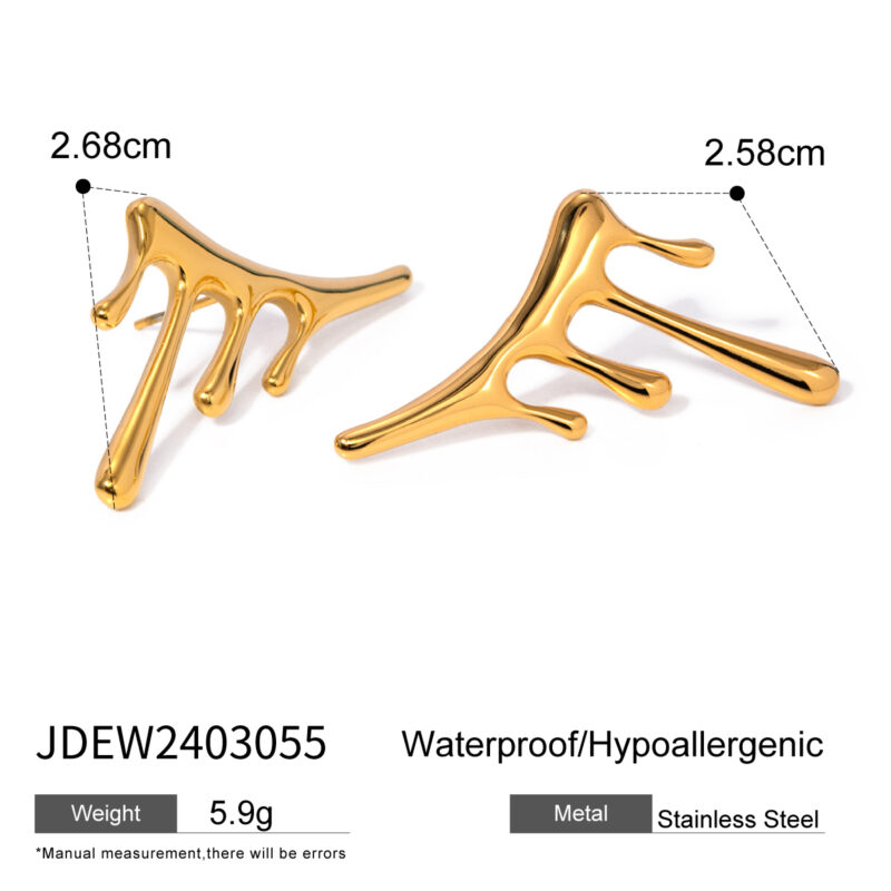 Lava Liquid Metal Drop Earring 18K PVD Gold Plated Stainless Steel Irregular Earring for Women - Image 5