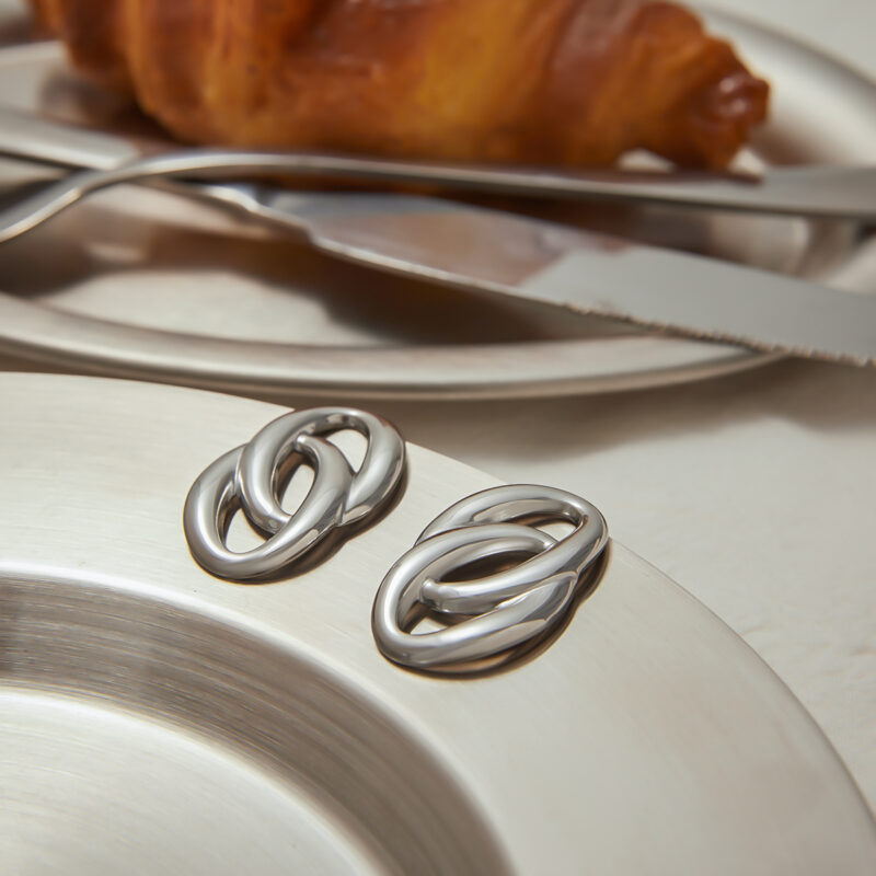 Stainless Steel Minimalist Hoop Earrings - Modern O-Ring Wrap Design for Women - Image 3