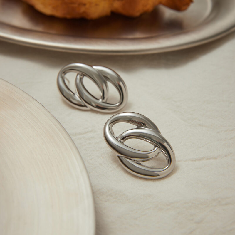 Stainless Steel Minimalist Hoop Earrings - Modern O-Ring Wrap Design for Women - Image 2