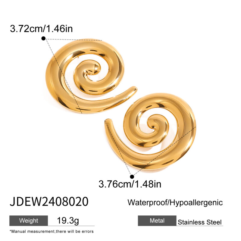 Statement Stainless Steel Earrings Luxury 18k Gold Plated Jewelry Smooth Thread Rotating Earrings - Image 3