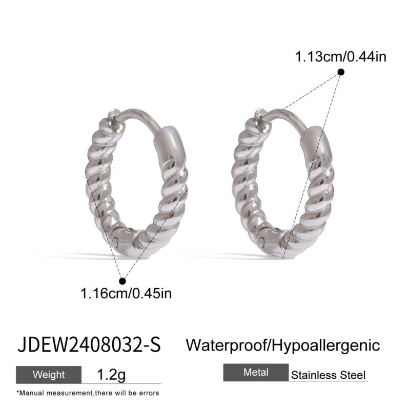 Classic Stainless Steel Minimalist Twisted Hoop Earrings - Everyday Simple Ear Cuffs for Women - Image 4