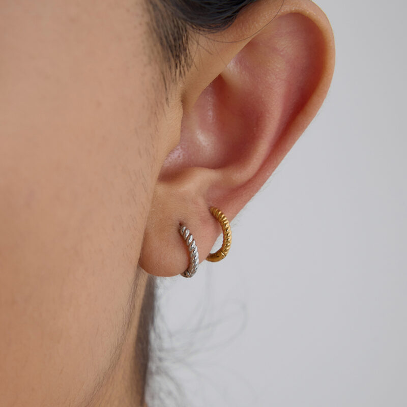 Classic Stainless Steel Minimalist Twisted Hoop Earrings - Everyday Simple Ear Cuffs for Women - Image 3
