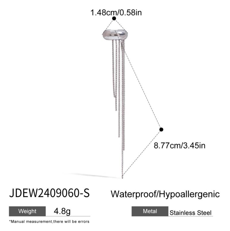 Minimalist Stainless Steel Right Ear Fringe Clip-On Earring - Single Statement Ear Jewelry for Women - Image 5