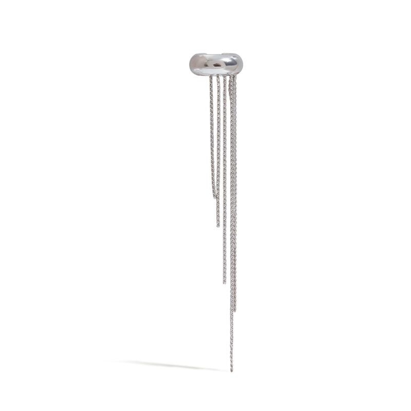 Minimalist Stainless Steel Right Ear Fringe Clip-On Earring - Single Statement Ear Jewelry for Women