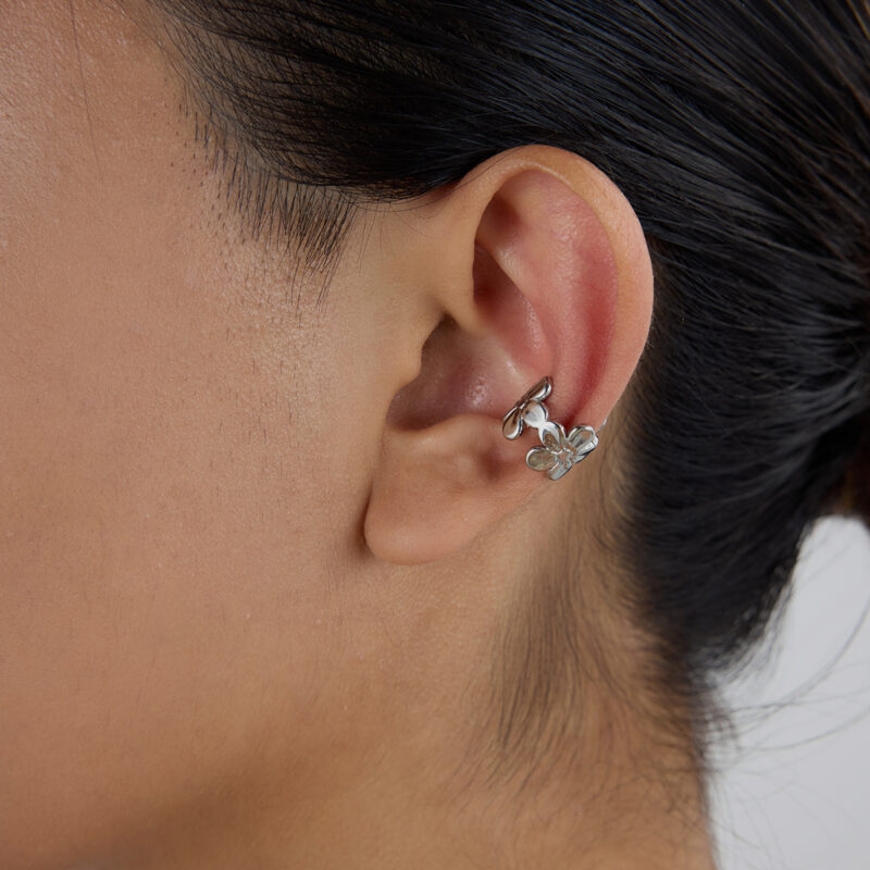 Sweet Romantic Stainless Steel Flower Clip-On Earrings for Women - Elegant Floral Ear Jewelry Pair - Image 4