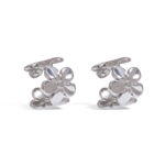 Sweet Romantic Stainless Steel Flower Clip-On Earrings for Women - Elegant Floral Ear Jewelry Pair