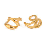 18K Gold Stainless Steel Triple Layer Hollow Ear Cuffs Pair