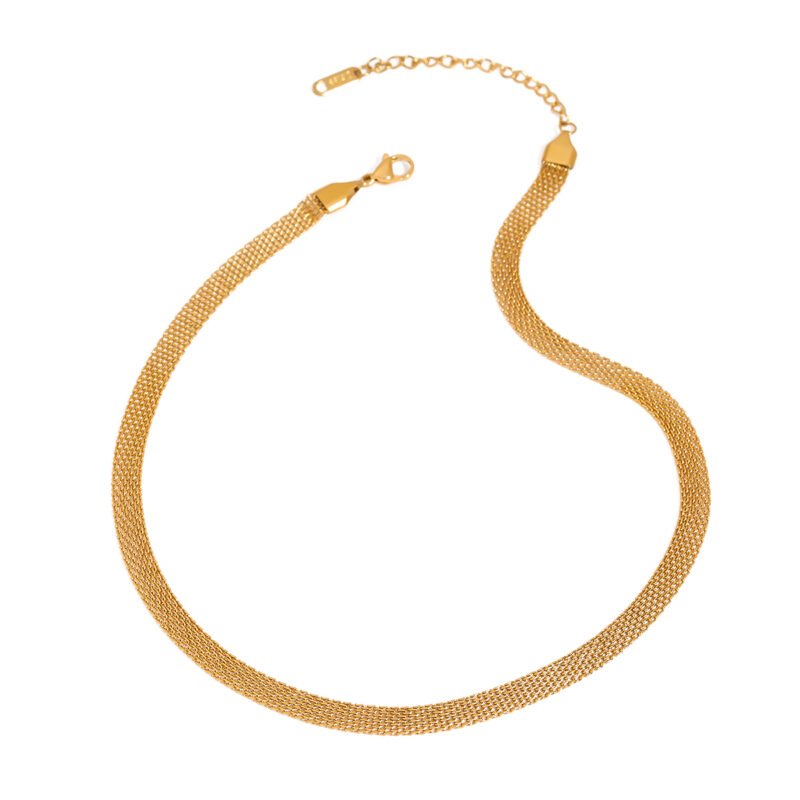 J&D 18k Gold Plated Stainless Steel Jewelry for Women Minimalism Choker Link Chain Necklace