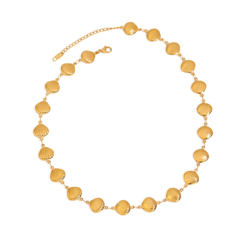 Youthway Summer Holiday Versatile Gold Plated Stainless Steel Geometric Small Shell Necklace Bracelet Women Jewelry Set Gift