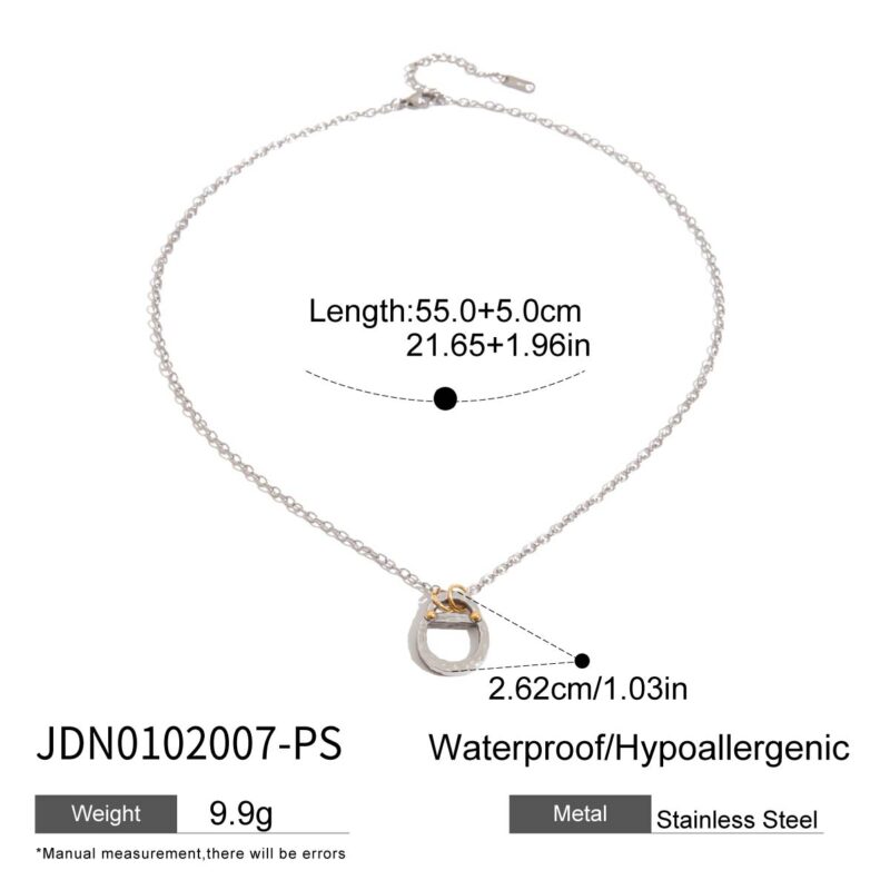 Men's Designer 18K Gold Stainless Steel Two-Tone Hammered Can Pendant Layered Necklace - Image 5
