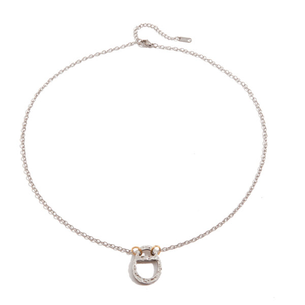 Men's Designer 18K Gold Stainless Steel Two-Tone Hammered Can Pendant Layered Necklace