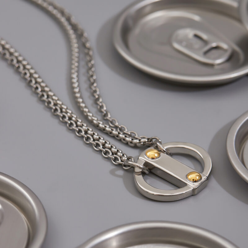 Men's Designer 18K Gold Stainless Steel Two-Tone Smooth Cross & Box Chain Interwoven Necklace - Image 2