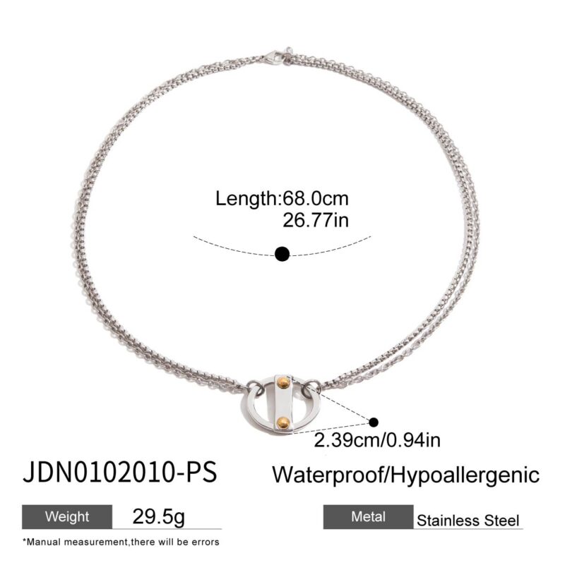 Men's Designer 18K Gold Stainless Steel Two-Tone Smooth Cross & Box Chain Interwoven Necklace - Image 5