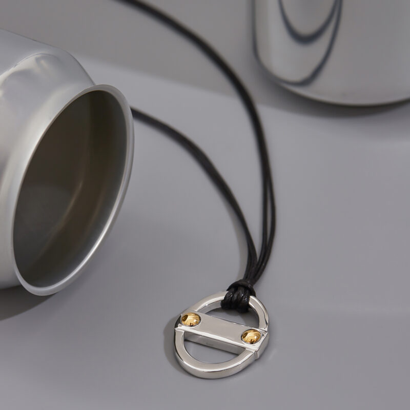 Men's Designer 18K Gold Stainless Steel Two-Tone Black Waxed Cord & Can Pendant Layered Necklace - Image 2