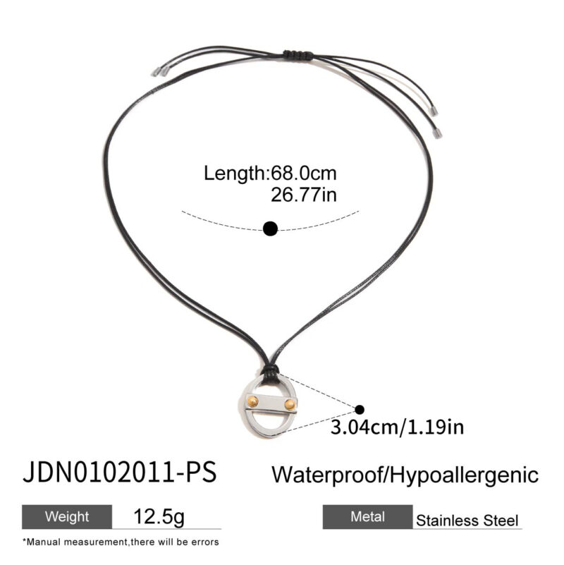 Men's Designer 18K Gold Stainless Steel Two-Tone Black Waxed Cord & Can Pendant Layered Necklace - Image 5