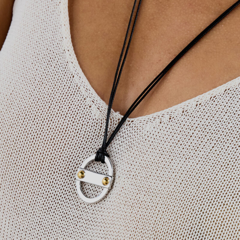 Men's Designer 18K Gold Stainless Steel Two-Tone Black Waxed Cord & Can Pendant Layered Necklace - Image 4