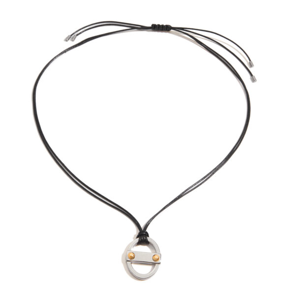 Men's Designer 18K Gold Stainless Steel Two-Tone Black Waxed Cord & Can Pendant Layered Necklace