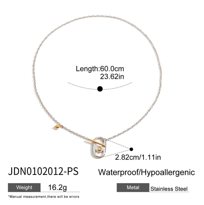 Men's Designer 18K Gold Stainless Steel Two-Tone Can-inspired Cross Chain OT Clasp Necklace - Image 5